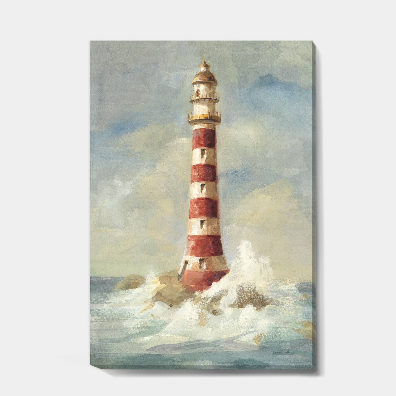 Designart - Ocean Lighthouse - Nautical & Coastal Premium Canvas Wall Art